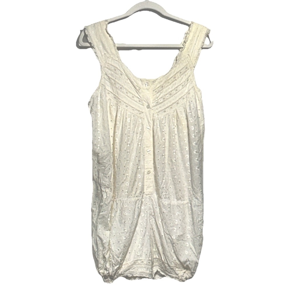VTG Vie Privée Romper‎ Embroidered Floral Eyelet Ivory Women's Size Medium